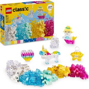 LEGO Classic Magic Box with Transparent Stones - Colourful Building Blocks and Hanging Stones - Unicorn, Dragon, Penguin and Other Figures - Craft Set for Girls and Boys from 5 Years 11040