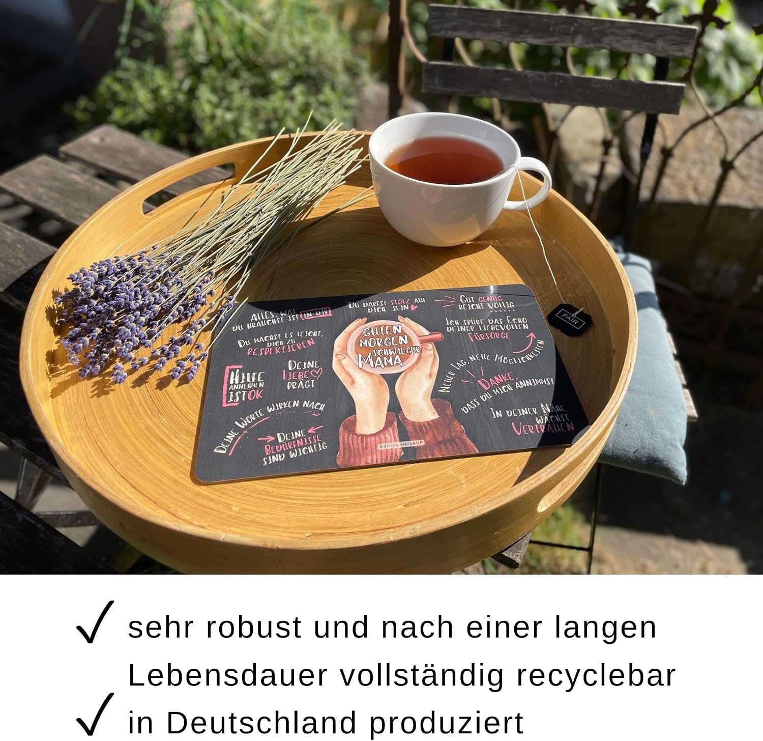 Mum-in-Law Gift, Breakfast Board ‘Guten Morgen Schwiegermama’ (German Language), Gift for Birthday, Christmas – Bild 5