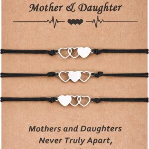 VU100 Mother Daughter Bracelet Sets for 3/4 Heart Bracelets Wish Jewellery Gift for Mum Daughter Women Girls Mother's Day Birthday