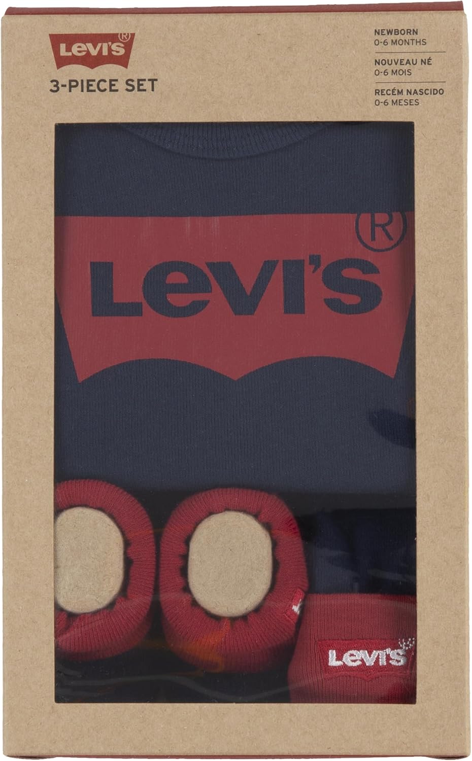 Levi's Baby Boys' Classic Batwing Infant Hat Bodysuit Bootie Set 3-Piece Baby and Toddler Romper (Pack of 3) – Bild 3