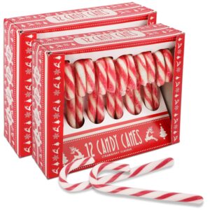 Christmas Candy Canes Strawberry Flavour – 24 Red/White Candy Canes, 12 g per Piece – in Red Gift Box – Perfect for Christmas Decoration, Tree Decoration & as Candy for the Christmas Plate