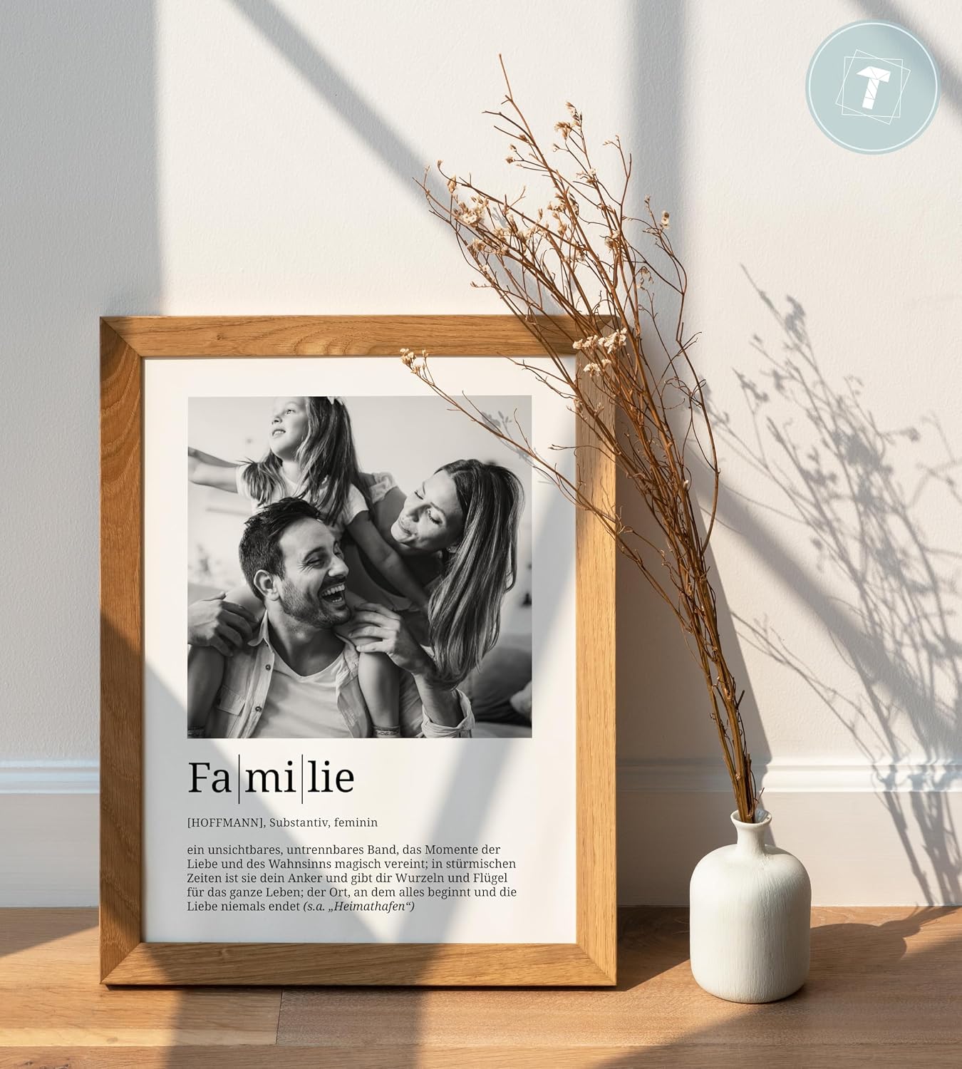 Papierschmiede Personalised Gifts Family, Definition with Photo in DIN A4 (21 x 30 cm) Frame Selectable Ready Framed, Personal Picture as a Gift for Mother's Day, Father's Day, Christmas, Birth – Bild 4