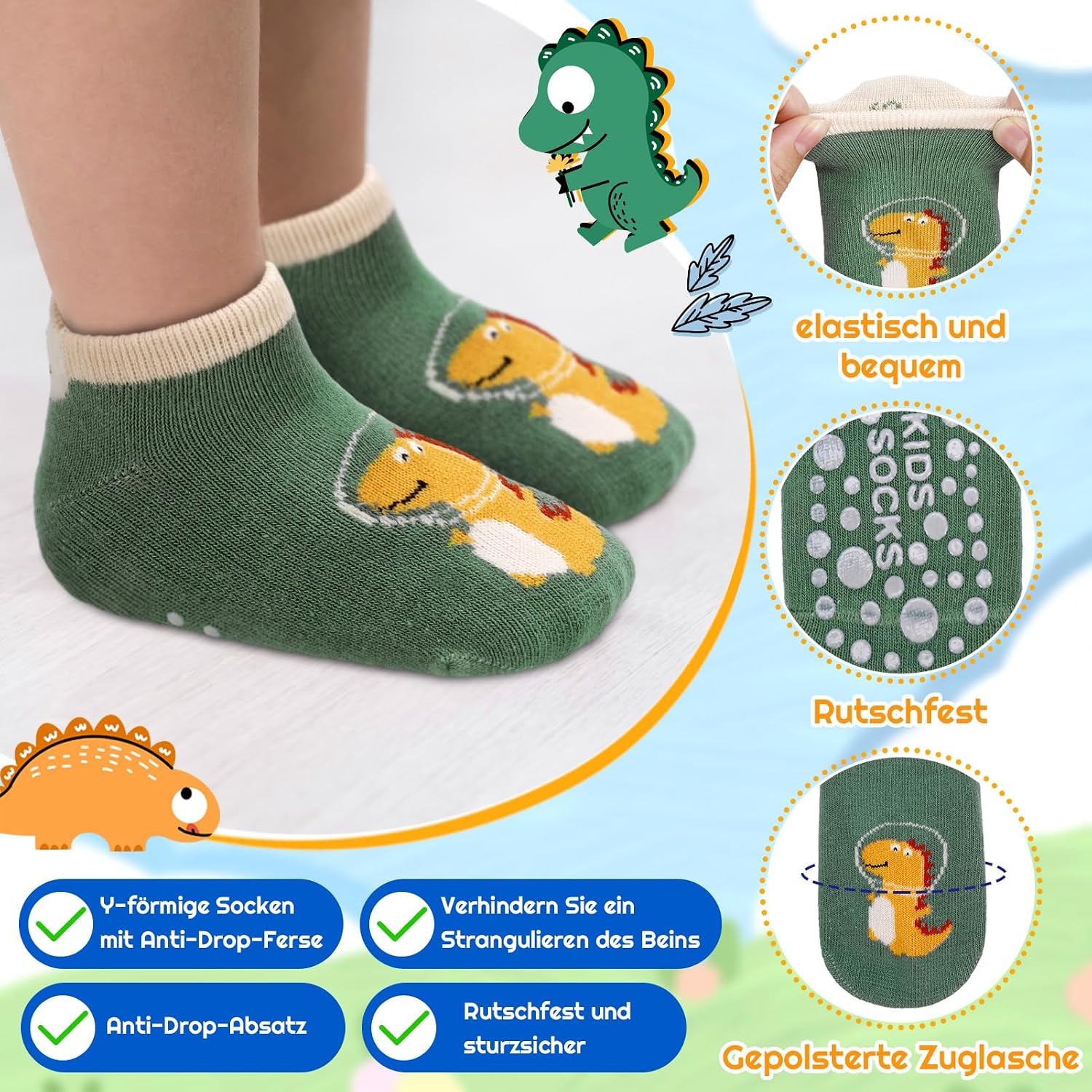 5 Pairs Baby Non-Slip Socks Non-Slip Baby Socks – Bild 4