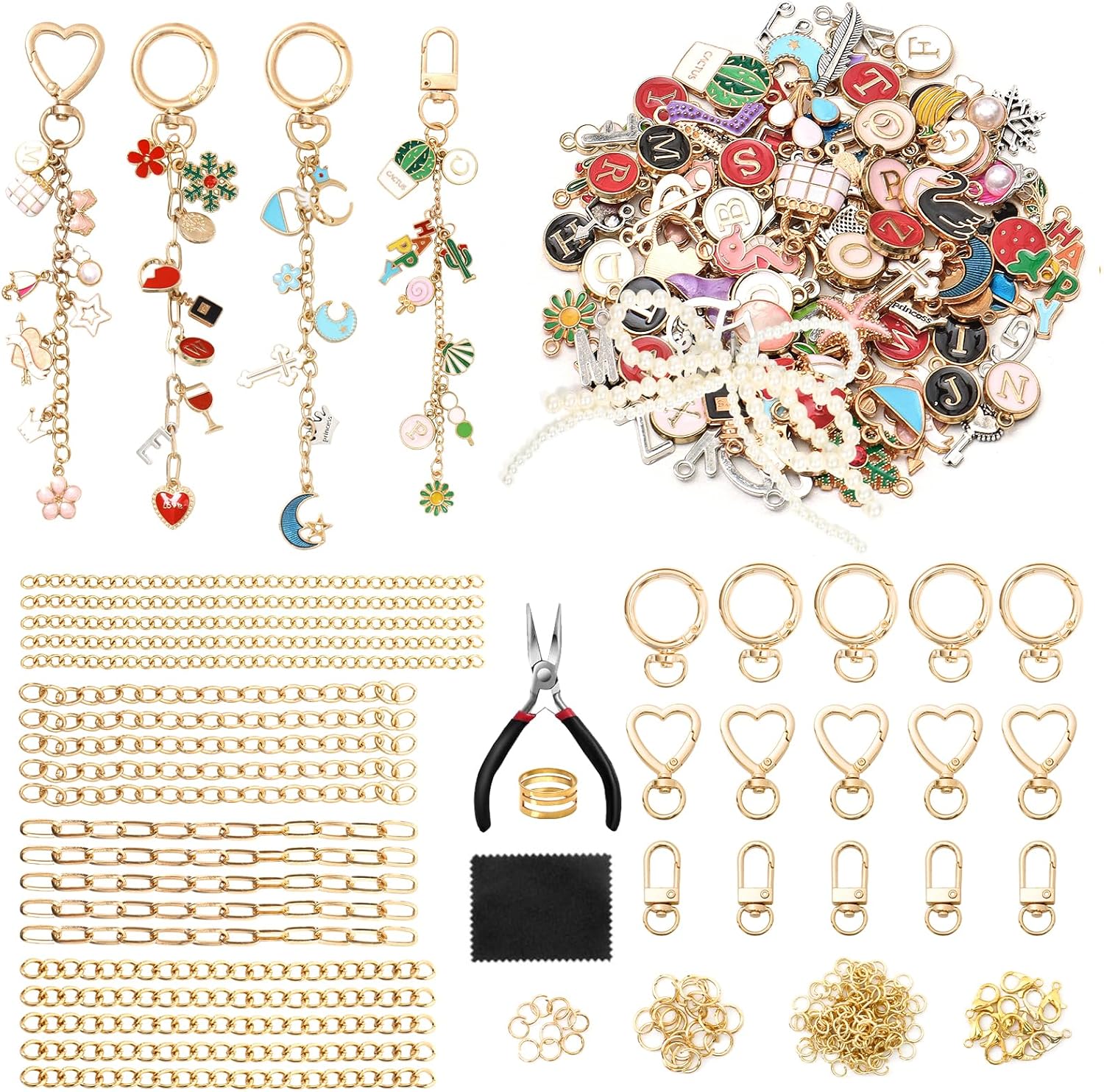 ASTNIC 316 Pieces DIY Key Chain Craft Charms Pendant Set, Creative