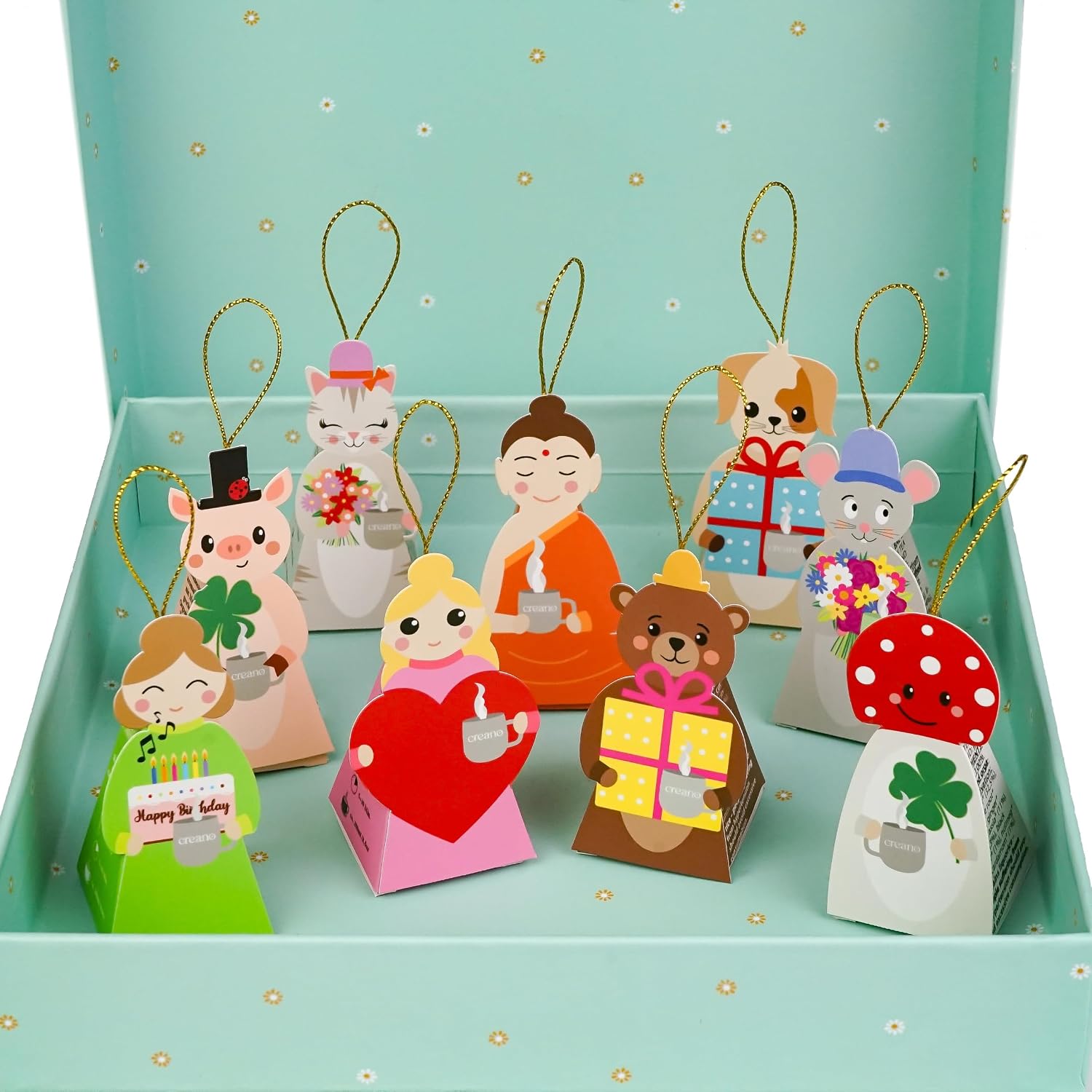 Creano Organic Herbal Tea Gift Set "Tea Lovers" – 9 Pyramid Tea Bags in 9 Cute Figures to Give as a Gift – 22.5 g – Bild 8