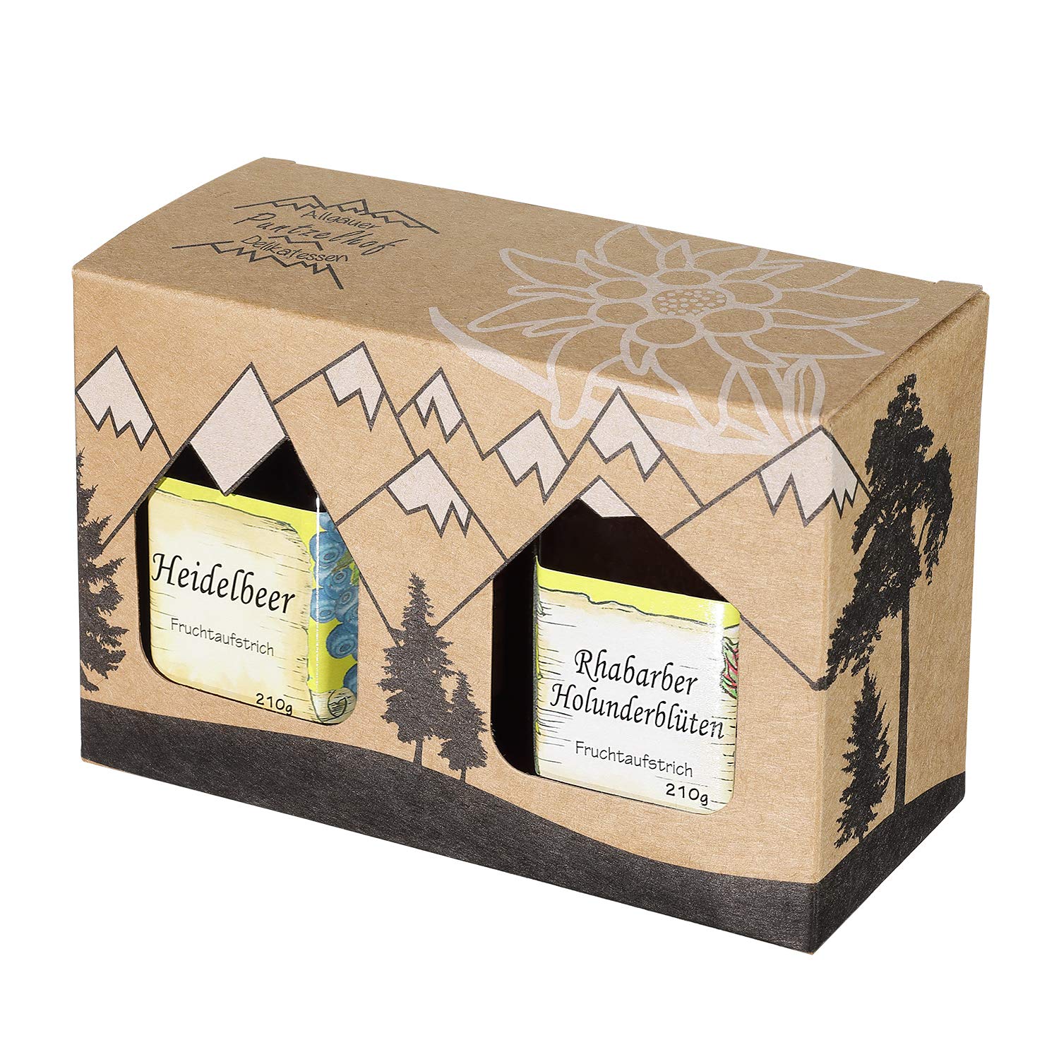 Allgäuer Delicatessen Gift Set 2 x 210 g Delicatessen Fruit Spread Attractive Gift Set Made of Kraft Cardboard