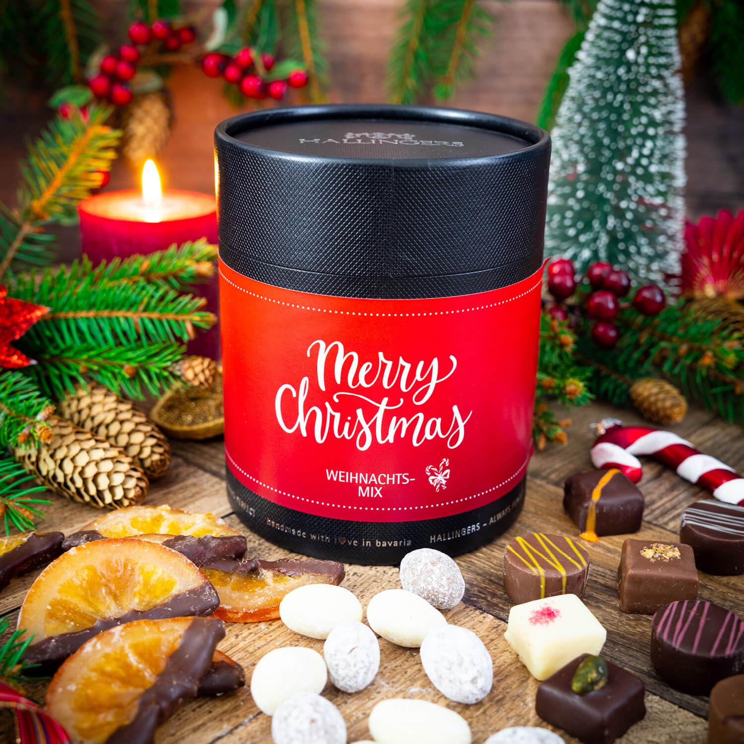 Hallingers Genuss Manufaktur Delicatessen Christmas Gift Set - XXL Gift Basket "Christmas Nasc..." Large Gift Chocolates, Nougat Almonds & Dragged Orange Slices, Christmas for Women – Bild 2
