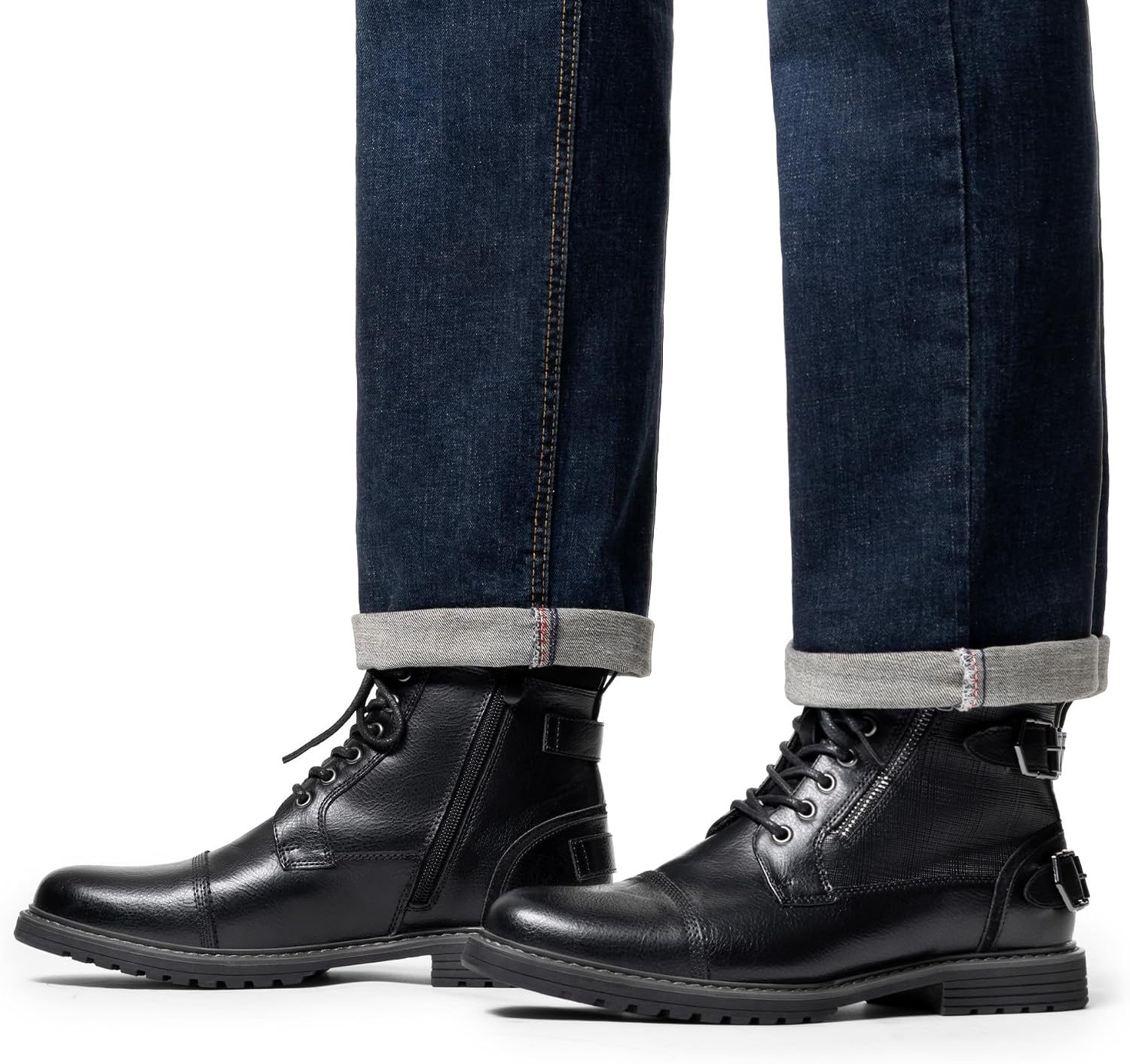 Bruno Marc Men's Motorcycle Boots, Lace-Up Boots, Classic Biker Boots, Casual Shoes with Side Zip – Bild 6