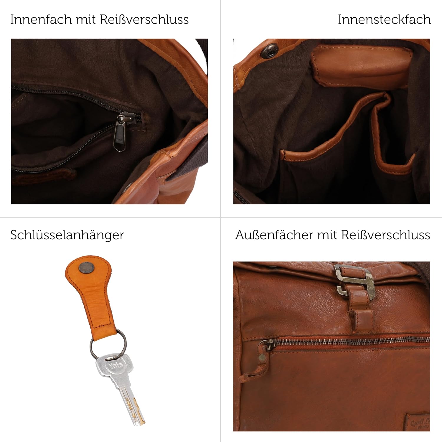 Gusti Umhängetasche Leder - Auna Handtasche Umhängetasche Schultertasche Leder – Bild 5