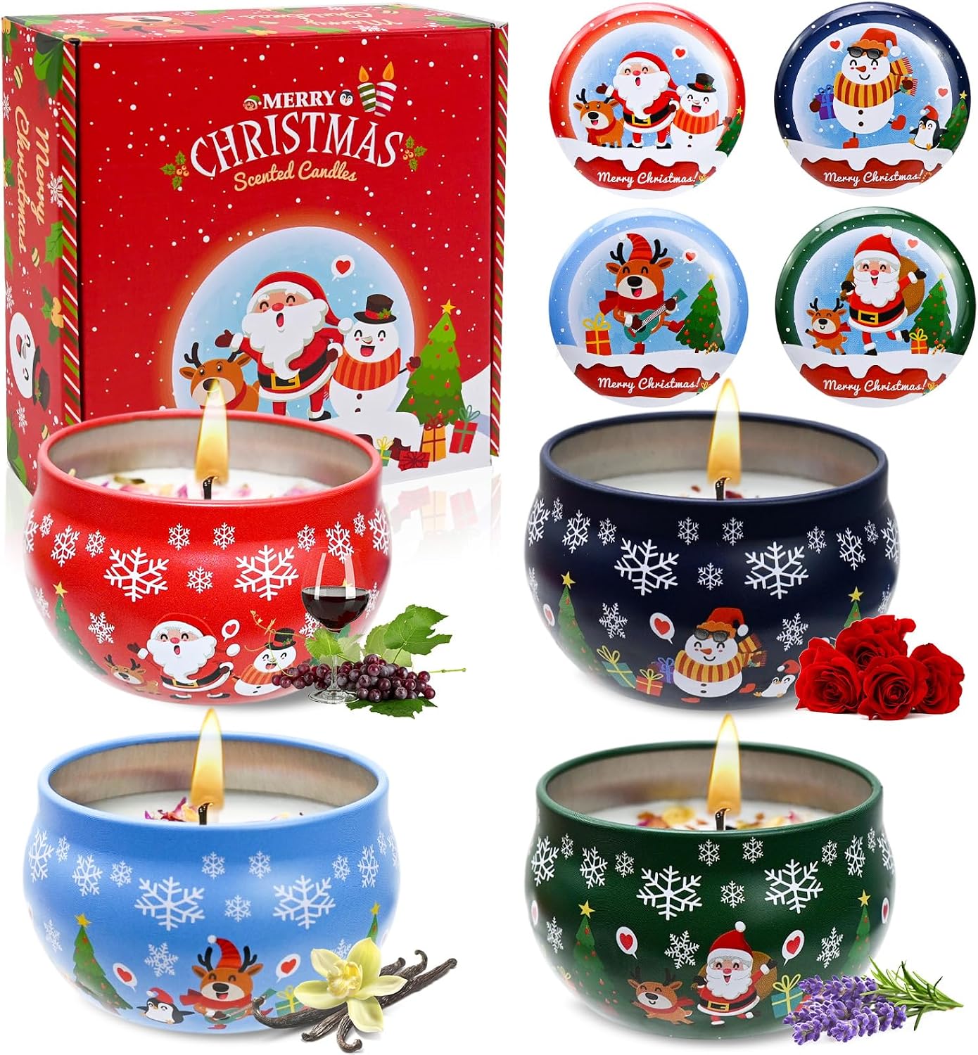 Small Gifts for Women, Christmas, Christmas Gifts for Women, 4 Pieces Christmas Gifts, Small Items, Christmas Candles, Best Friend Gifts, Gifts for Couples, Mum Gift