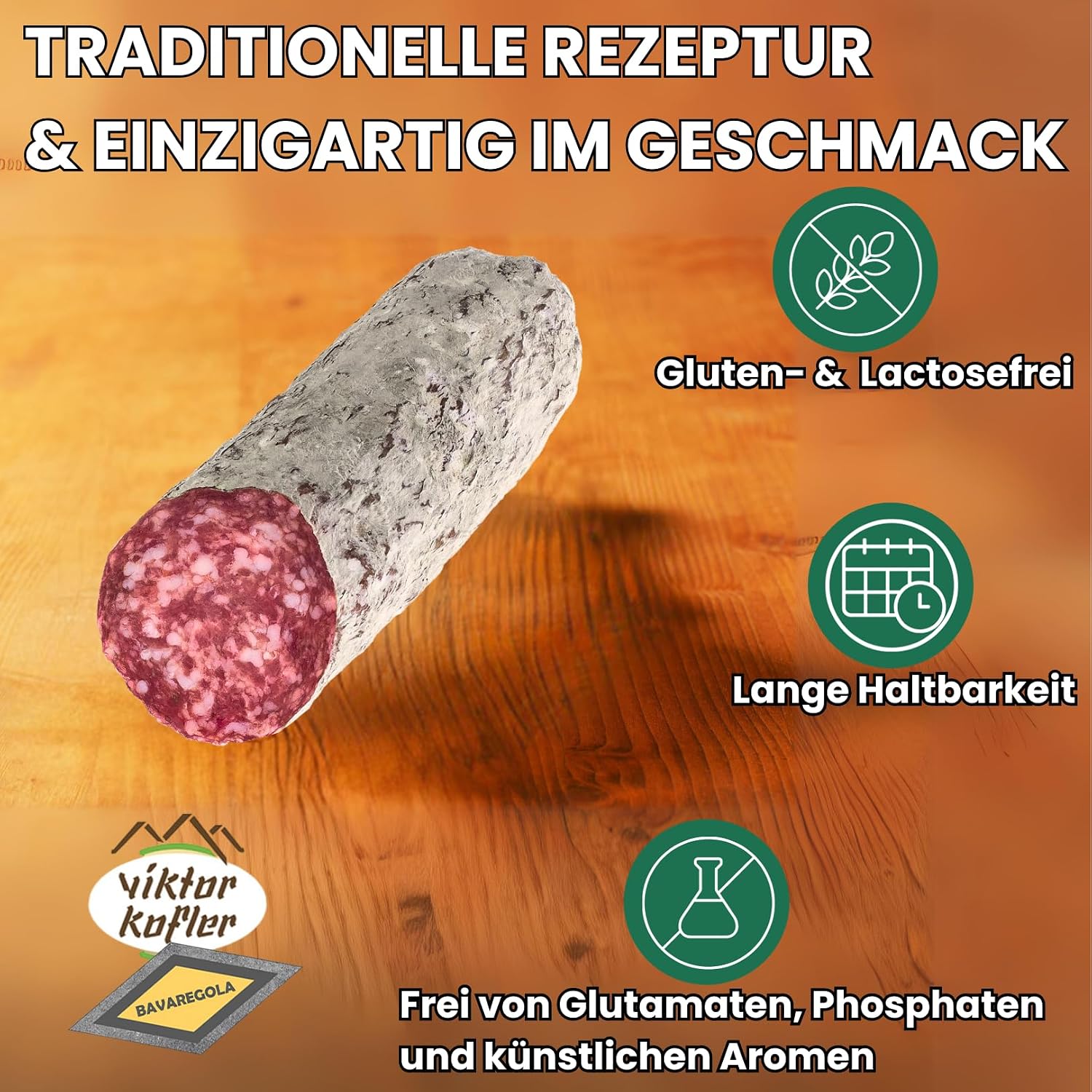 BAVAREGOLA Milanese Salami 500 g Tied in 2 Strands – Original Air-Dried Italian Salami in One Piece – South Tyrolean Specialty – Bild 4
