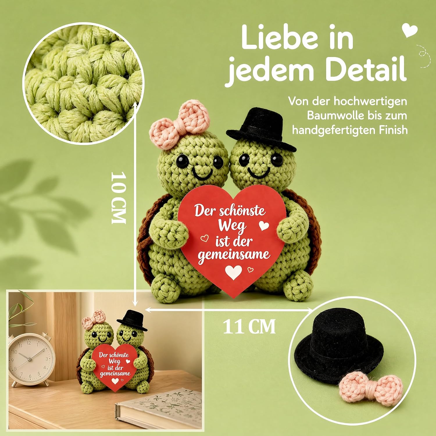 Wedding Gifts for Bride and Groom, Pocket Hug Turtle Wedding Anniversary Gifts for Men Women, Romantic Anniversary Gift for Him You, Partner I Love You Heart Festival Surprise – Bild 5