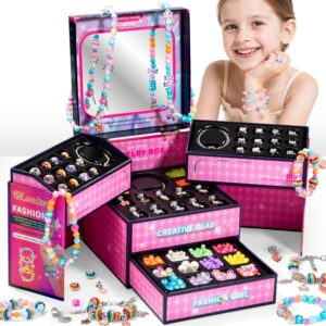 BLmukce Jewellery Making Kit for Kids – Charm Bracelet & Beads DIY Set for Girls with Beads, Charms & Chain Accessories – Birthday & Christmas Gift (4-12 Years)
