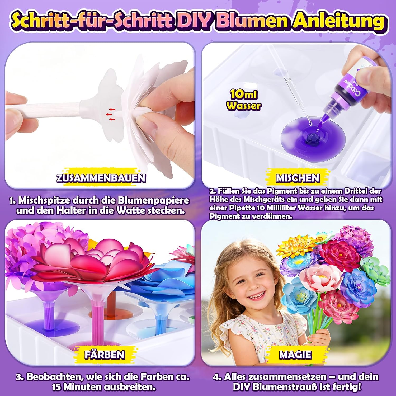 DIY Creative Flower Craft Set Children Magic Dyeing Floristry Craft Set – Bild 4