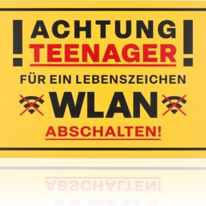 FunX Achtung Teenager Door Sign – Funny Sign with Saying Warning Sign as a Gift for Youth Consecration and Birthday for Boys and Girls – 30 x 20 cm