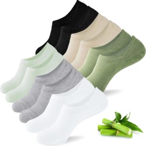 Bamboo 6/10 Pairs Women's Trainer Socks 39-42 35-38, Breathable Ankle Socks, Invisible Ankle Socks, No Show Socks with Non-Slip Silicone