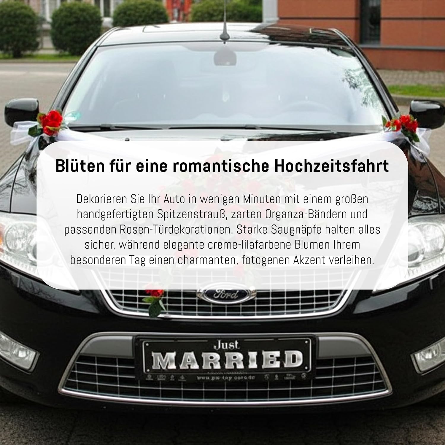 Autoschmuck Lace Rose Bouquet Car Decoration for Newly Weds Wedding Just Married – Bild 8