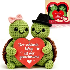 Wedding Gifts for Bride and Groom, Pocket Hug Turtle Wedding Anniversary Gifts for Men Women, Romantic Anniversary Gift for Him You, Partner I Love You Heart Festival Surprise