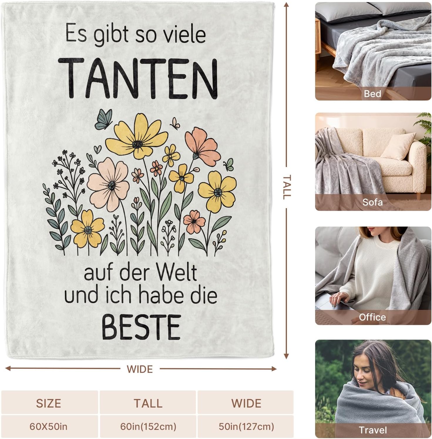 PRSTENLY Best Aunt Gift Birthday Gifts for Aunt Flannel Blanket – Bild 6