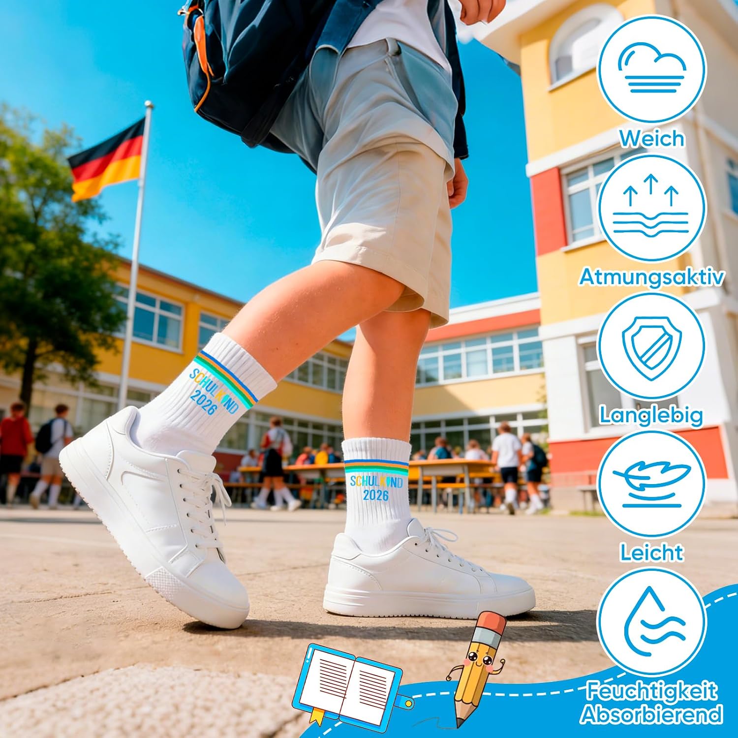 Schulkind Socks EU 25-35 & Keyring & Card & Gift Box – Bild 6