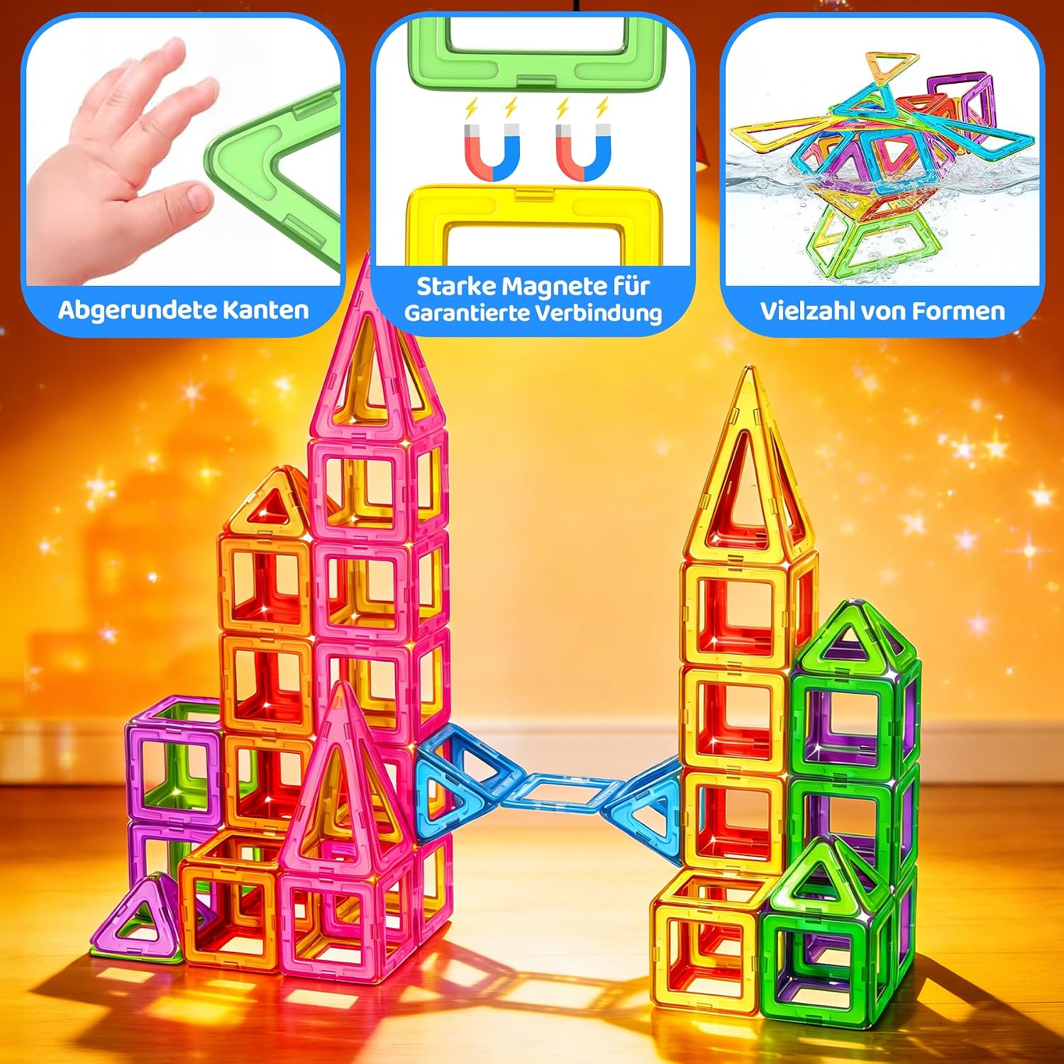 WOOBLO Magnetic Building Blocks, 50 Pieces Magnetic Game Magnetic Building – Bild 5