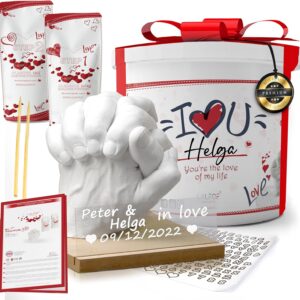 Lalfof Handprint Set for Couples with Name, Anniversary Gift for Her, Anniversary Gift for Him, Plaster Handprint Set Couples, Wedding Gift, Partner Gifts, Personalised Gifts