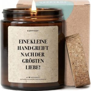 Eine kleine Hand griffift nach der größten Liebe Scented Candle with Saying as a Gift for Mum, Expecting Parents, Loving Gift Idea for Birth, Candle in Glass with Floral Fragrance