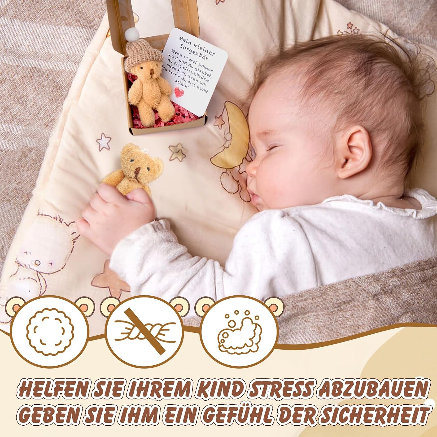 Teddy Bear Small Pocket Hug German Mini Stuffed Toys Small Teddy with Card Gift Box Small Positive Gifts for Birthday Christmas Party Delivery Colleagues Girlfriend Gift (Brown) – Bild 4