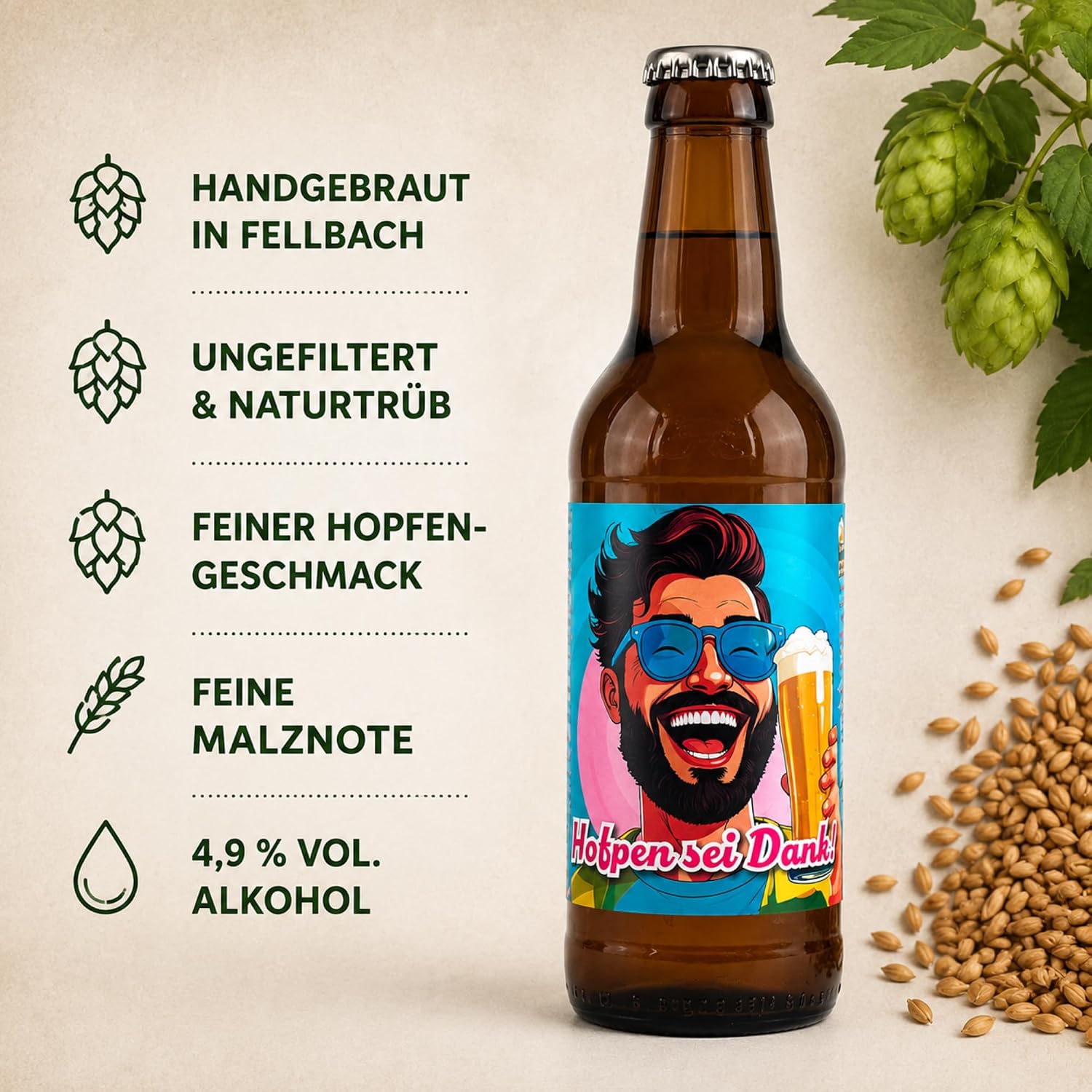 Cannstatter Keller Gift Set Beer Gift Set - 3 x 0.33 L Hand-Brewed Cellar Beer with Funny Saying Labels - Beer Gift for Men & Women - Unfiltered, Naturally Cloudy & Regionally Brewed – Bild 3