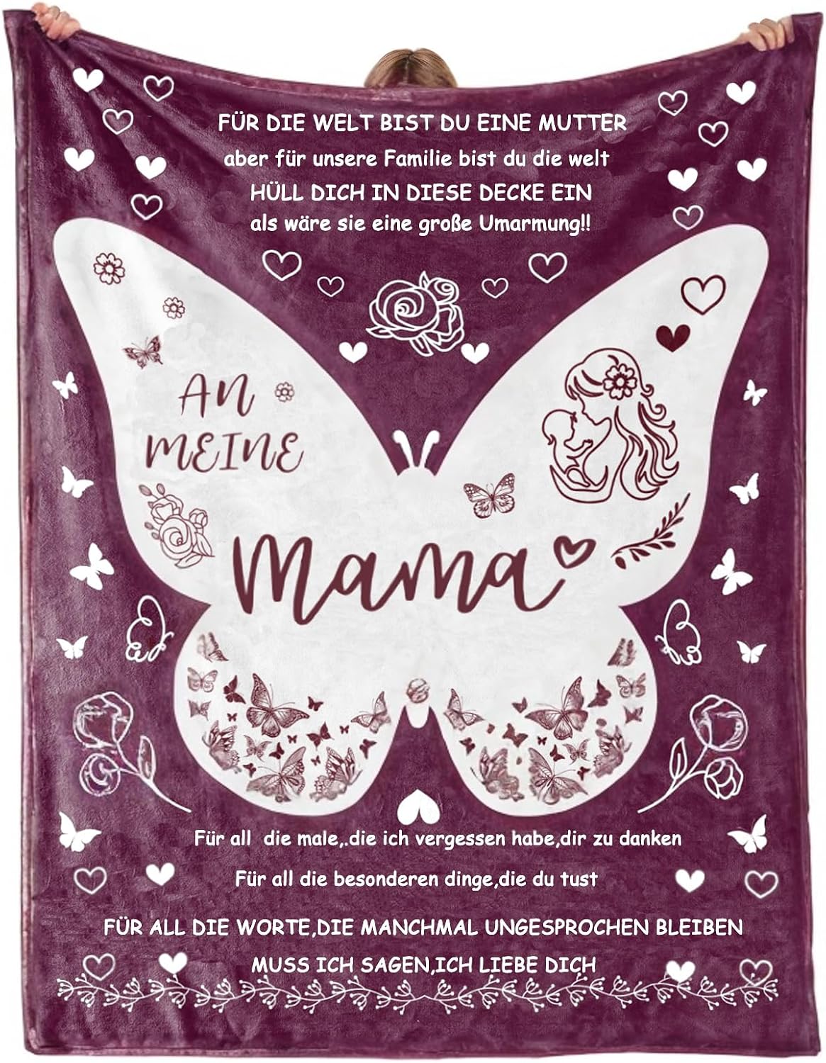 Charfia Mother's Day Gifts for Mum, Cuddly Blanket Gifts for Mum, Mum Birthday Gift, Best Mum Blanket Gift, Mother's Day Valentine's Day Christmas 1.3 x 1.5 m Blanket