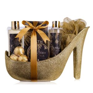 Accentra Luxury Bath Set in Glitter Pump in Gold with Vanilla Almond