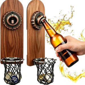 Vintage Wooden Beer Opener – Magnetic Wall with Collection Container