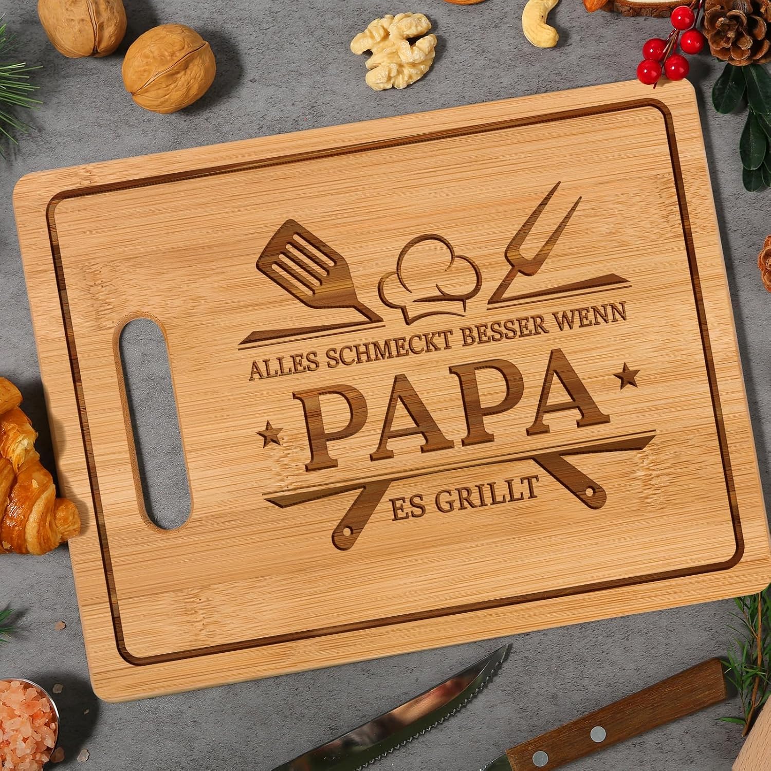CheriGift Dad Gift, Birthday, Birthday Gift for Dad, BBQ Bamboo Chopping Board, Gifts for Father, Grandpa, Birthday, Christmas, Father's Day – Bild 7
