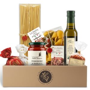Pasta Vibes – Italian Gift Basket for Men & Women | Pasta Gift Set for Men & Women | Delicatessen Gift Idea for Birthday, Christmas, Date Night (Without Banderole)