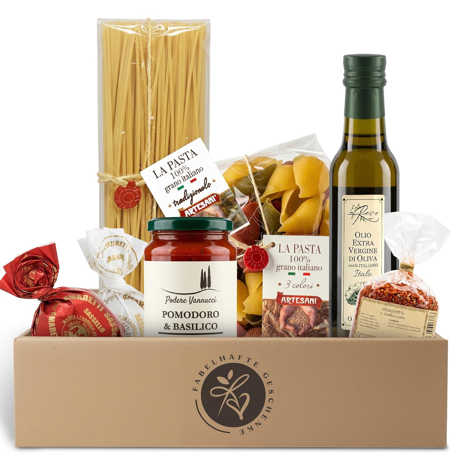 Pasta Vibes – Italian Gift Basket for Men & Women | Pasta Gift Set for Men & Women | Delicatessen Gift Idea for Birthday, Christmas, Date Night (Without Banderole)