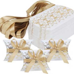 HSEAMALL 50 Pcs Pillow Shape Wedding Gift Boxes Party Gift Box Candy Box