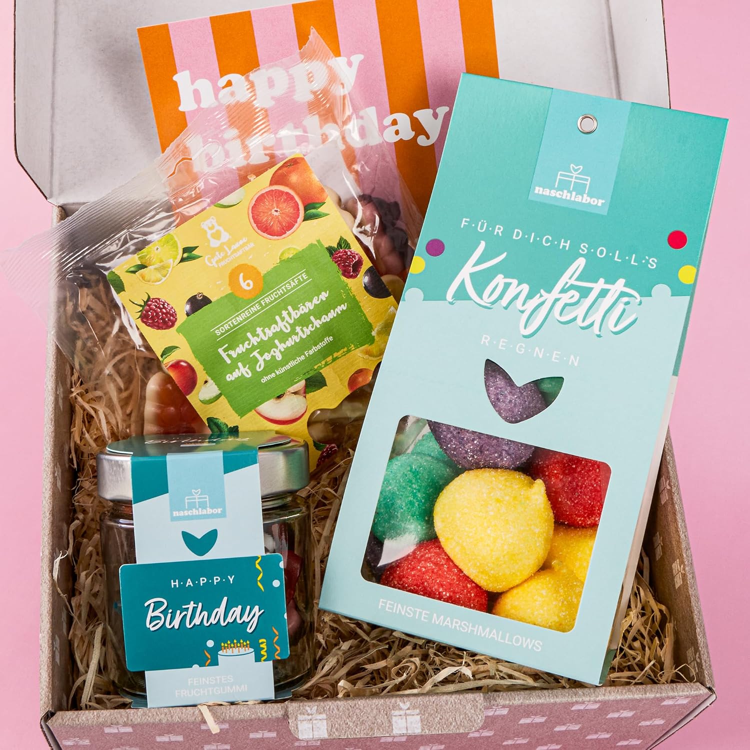 Birthday, Surprise & Little Delights | Birthday Joy for Family, Friends & Colleagues | with Sweet Fruit Gummies and Marshmallows | naschlabor Gift Box Happy Birthday to You – Bild 5