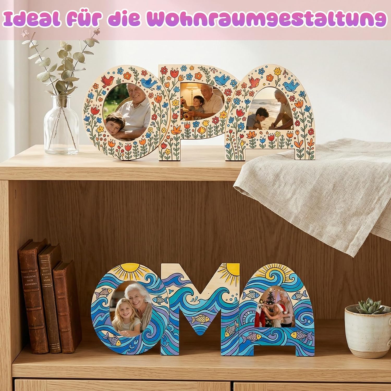 Pack of 2 Grandpa Grandma Gift Grandmother Picture Frame Wooden Letters Grandma and Grandpa Gifts Birthday Gift Grandson for Christmas Birthday – Bild 5