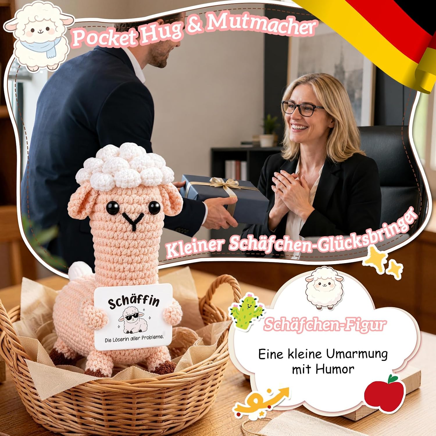 Giftota Gifts for Female Boss, Pocket Hug Crochet Sheep – Bild 2