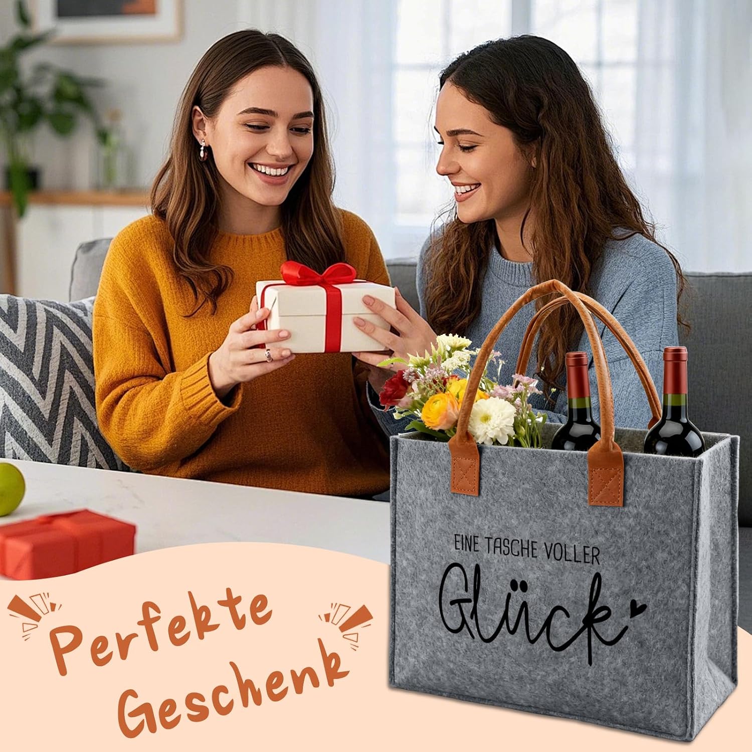 Ysound Gifts Women Felt Bag, Felt Shopper Bag for Woman Man – Bild 6