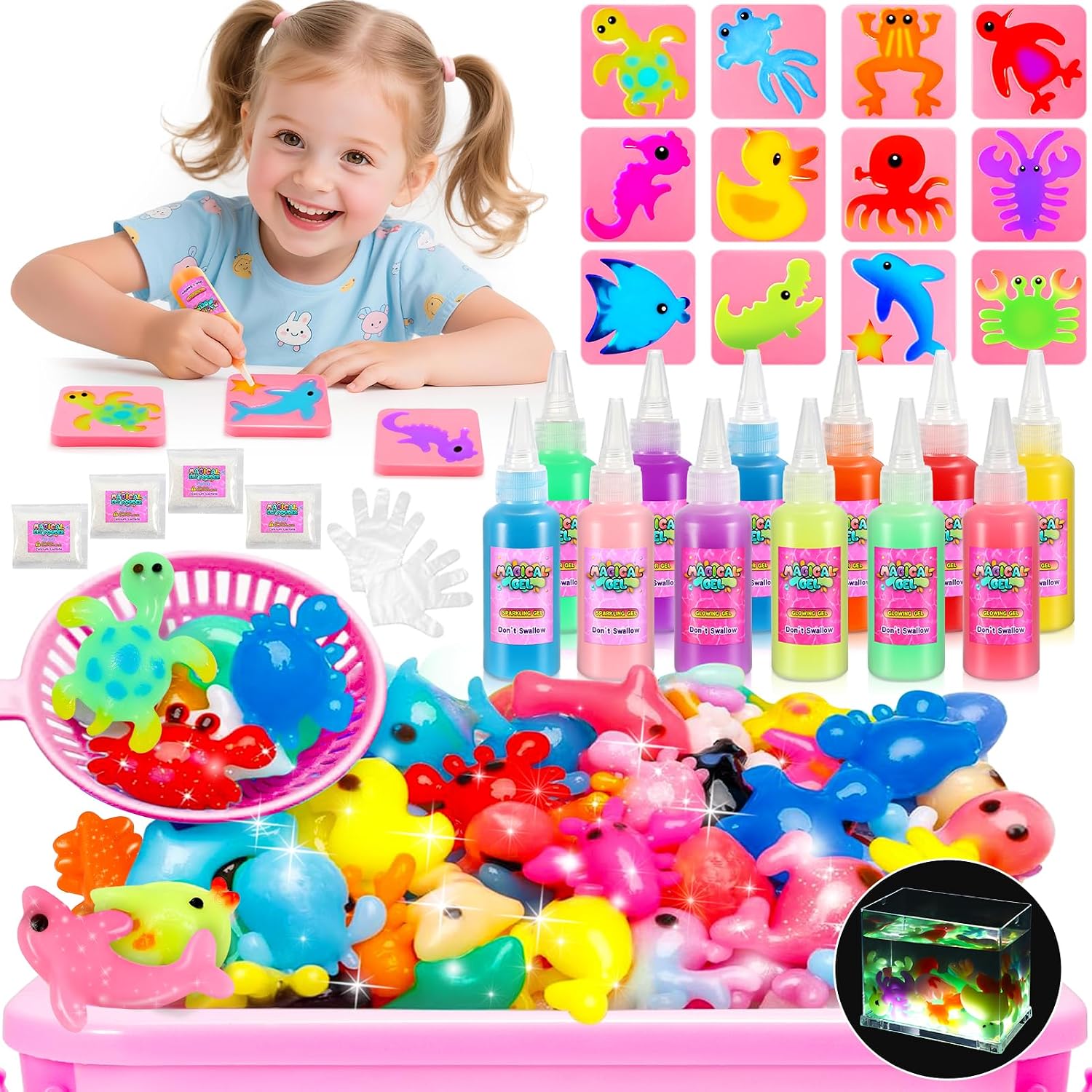 Magic Aqua Gelz Set, Craft Set Children from 5 6 7 8 9 Years Water Elf Kit Creative Toy from 5-10 Years Girls Boys Gift 6-12 Years Water Beads for Children Squishy Make Yourself Water Toy