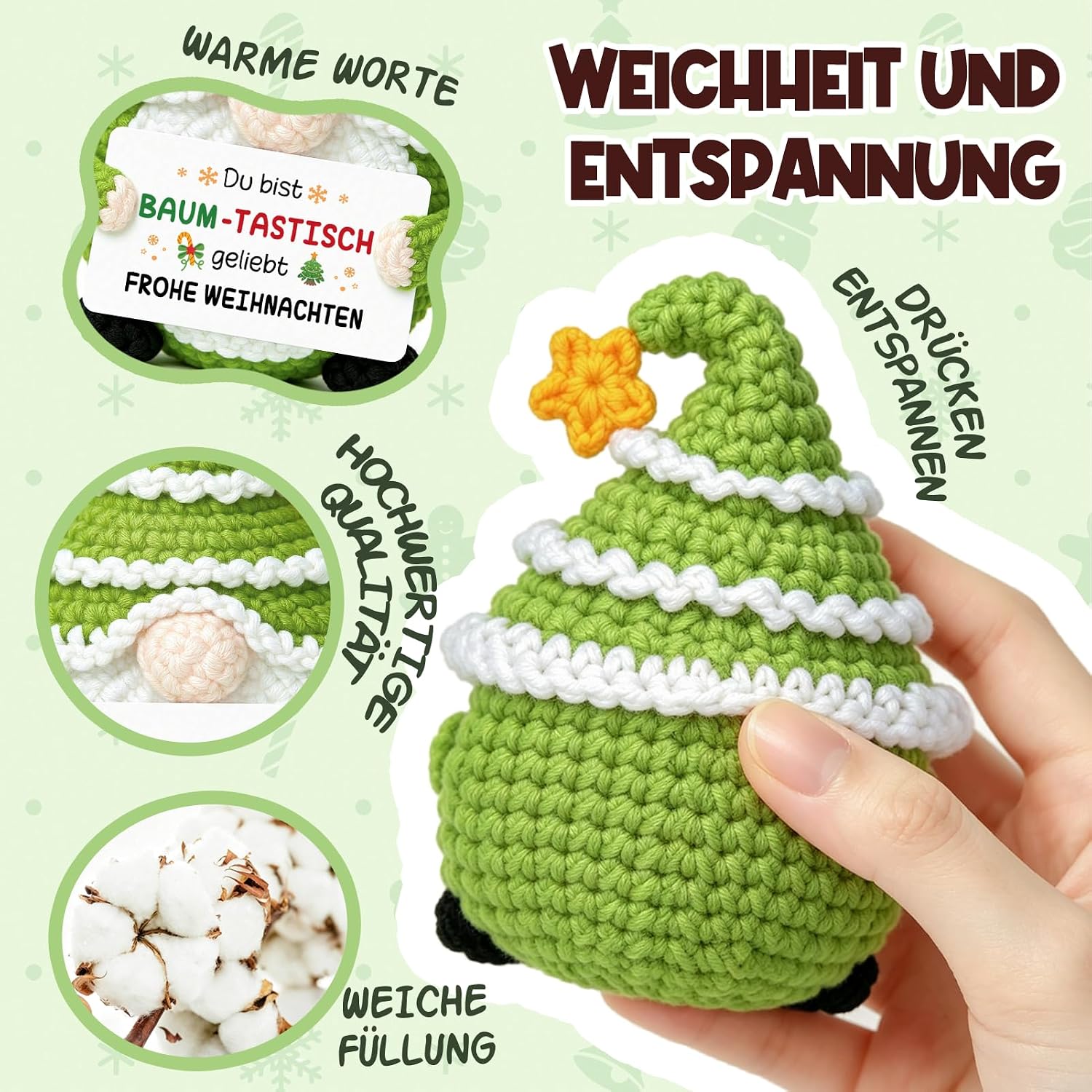 CheriGift Christmas Gifts for Women Men, Hand Crocheted Figures – Bild 3