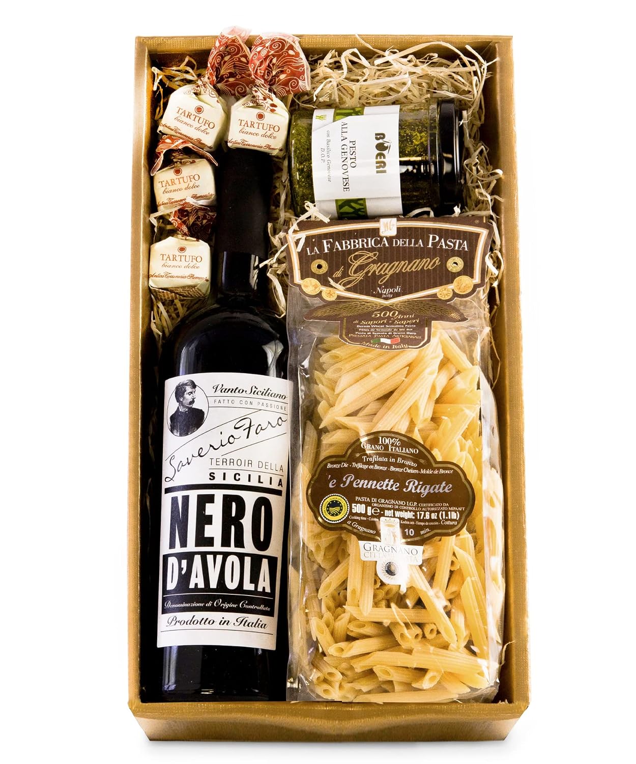 Gift Box I Gift Set - Romantic Dinner for Two (Pasta di Gragnano, Red Wine, Pesto, Tartufi) with Italian Delicatessen – Bild 2