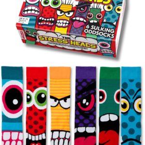 United Oddsocks Men's Stress Heads Socks, Pack of 6, EUR 39 - 46
