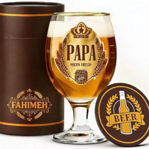 FAHIMEH Beer Glass, Birthday Gift for Dad, 400 ml