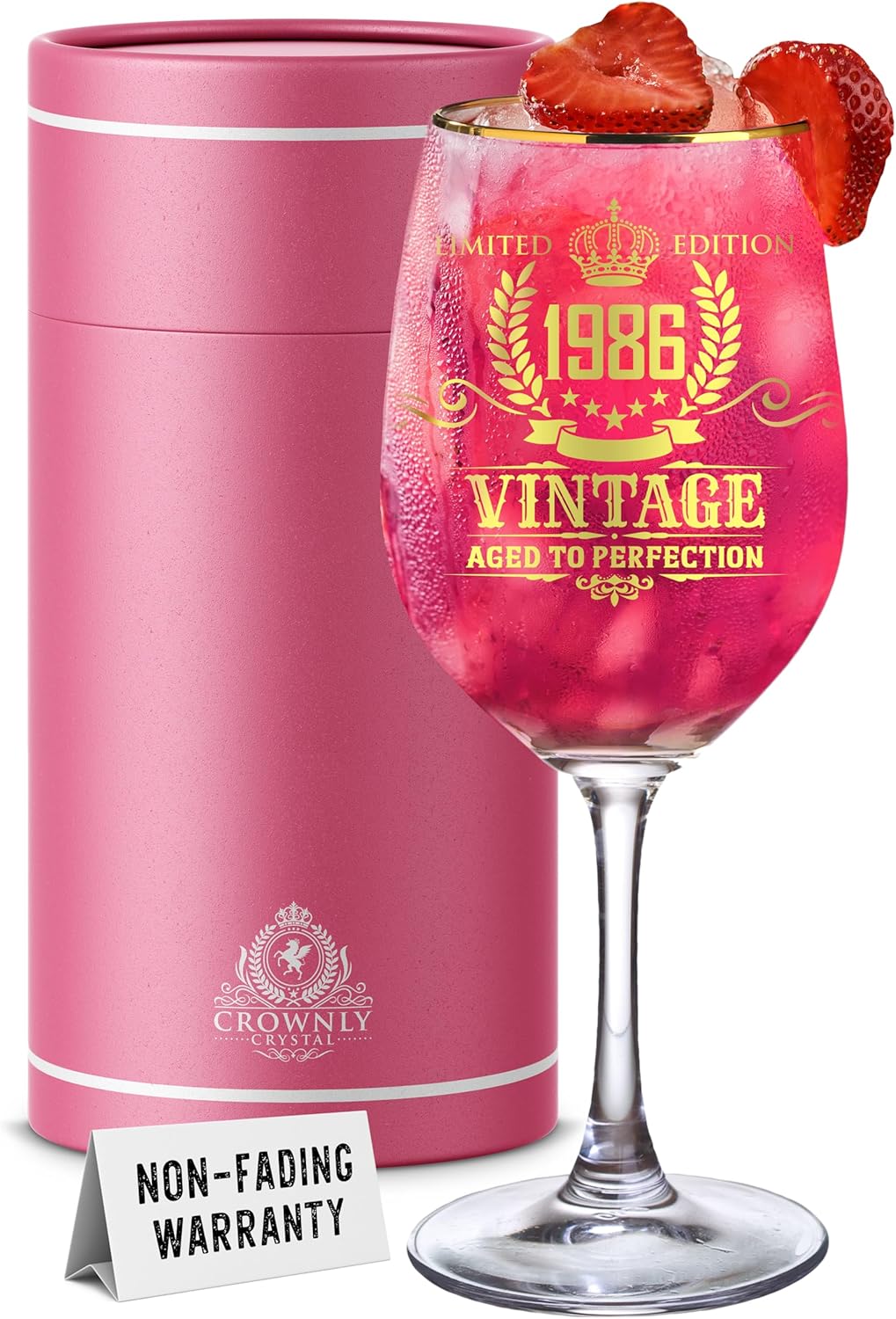 CROWNLY CRYSTAL® 1986 40th Birthday Gift Woman Personalised Wine Glass with Engraving Decorative Birthday Gift Grandma Mum Gift for Women