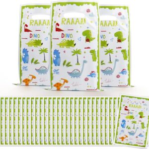 ASTARON Pack of 30 Dinosaur Birthday Gift Bags for Kids Party, Baby Shower Party Supplies, Plastic Goodie Bags for Children Favours, Dinosaur Party Decorations