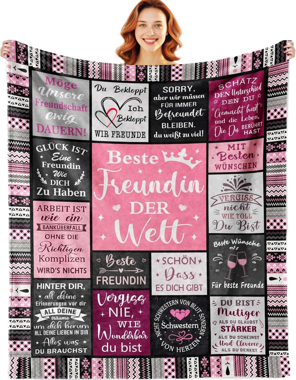 Gifts for Best Friend Flannel Cuddly Blanket (Pale Pink, 150 x 130 cm)