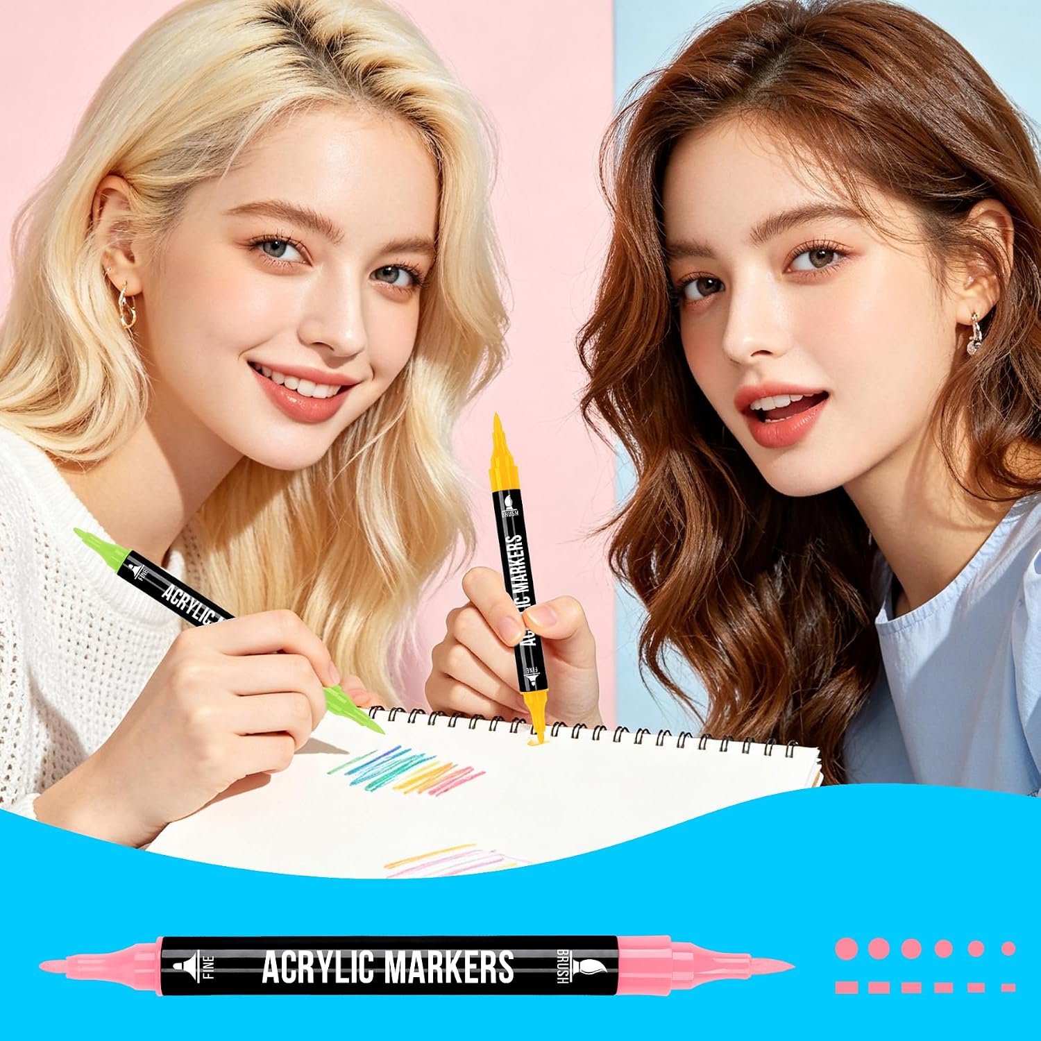 Acrylic Pens Acrylic Marker Set, 48 Colours Dual Tip with Thin & Thick Tip – Bild 7