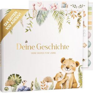 SweetyFox – My First Year Baby Album – The First 5 Years – 124 Pages and 100 Stickers – Baby Diary – Memory Book Baby Book